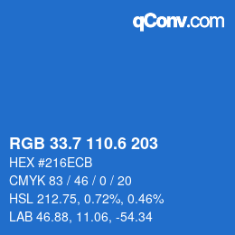 カラーコード: RGB 33.7 110.6 203 | qconv.com