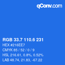 カラーコード: RGB 33.7 110.6 231 | qconv.com