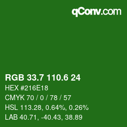 カラーコード: RGB 33.7 110.6 24 | qconv.com