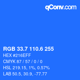 カラーコード: RGB 33.7 110.6 255 | qconv.com