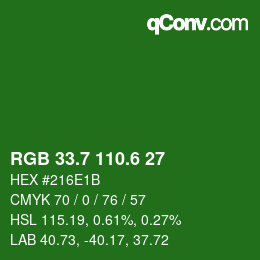 カラーコード: RGB 33.7 110.6 27 | qconv.com