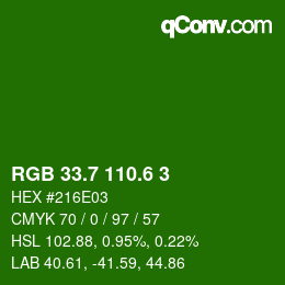 カラーコード: RGB 33.7 110.6 3 | qconv.com