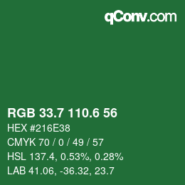 カラーコード: RGB 33.7 110.6 56 | qconv.com