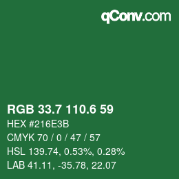 カラーコード: RGB 33.7 110.6 59 | qconv.com