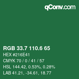 カラーコード: RGB 33.7 110.6 65 | qconv.com
