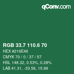 カラーコード: RGB 33.7 110.6 70 | qconv.com