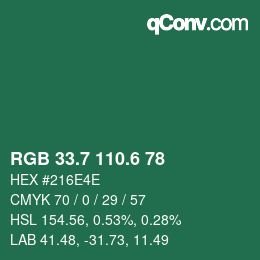 カラーコード: RGB 33.7 110.6 78 | qconv.com