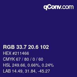 カラーコード: RGB 33.7 20.6 102 | qconv.com