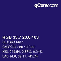 カラーコード: RGB 33.7 20.6 103 | qconv.com