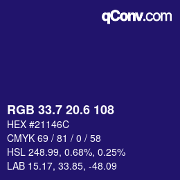 カラーコード: RGB 33.7 20.6 108 | qconv.com