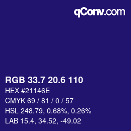 カラーコード: RGB 33.7 20.6 110 | qconv.com