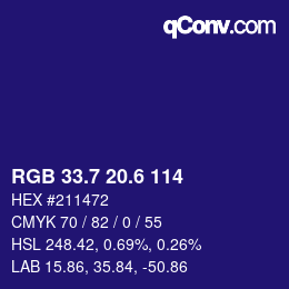 カラーコード: RGB 33.7 20.6 114 | qconv.com