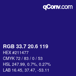 カラーコード: RGB 33.7 20.6 119 | qconv.com