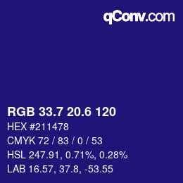 カラーコード: RGB 33.7 20.6 120 | qconv.com