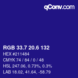 カラーコード: RGB 33.7 20.6 132 | qconv.com
