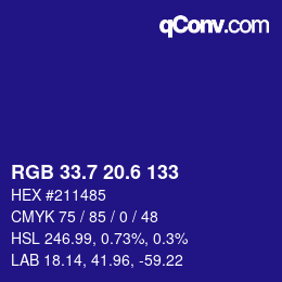 カラーコード: RGB 33.7 20.6 133 | qconv.com