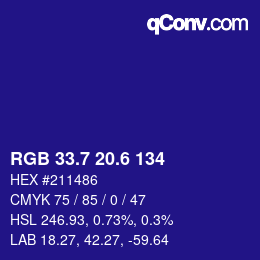 カラーコード: RGB 33.7 20.6 134 | qconv.com