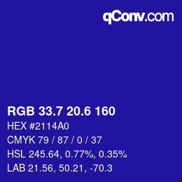 カラーコード: RGB 33.7 20.6 160 | qconv.com