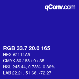 カラーコード: RGB 33.7 20.6 165 | qconv.com