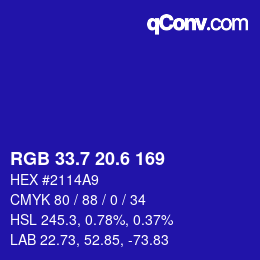 カラーコード: RGB 33.7 20.6 169 | qconv.com