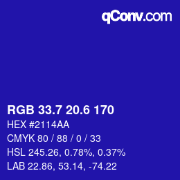 カラーコード: RGB 33.7 20.6 170 | qconv.com