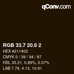 カラーコード: RGB 33.7 20.6 2 | qconv.com