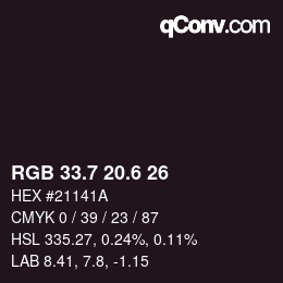 カラーコード: RGB 33.7 20.6 26 | qconv.com