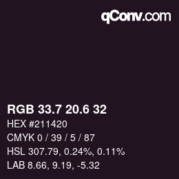 カラーコード: RGB 33.7 20.6 32 | qconv.com
