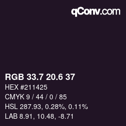 カラーコード: RGB 33.7 20.6 37 | qconv.com