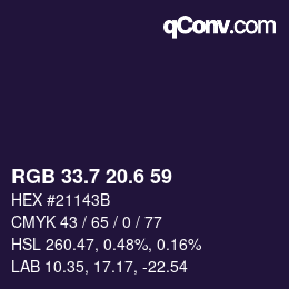 カラーコード: RGB 33.7 20.6 59 | qconv.com