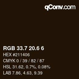 カラーコード: RGB 33.7 20.6 6 | qconv.com
