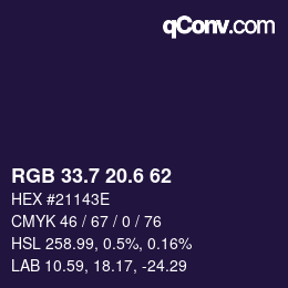 カラーコード: RGB 33.7 20.6 62 | qconv.com