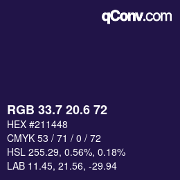 カラーコード: RGB 33.7 20.6 72 | qconv.com