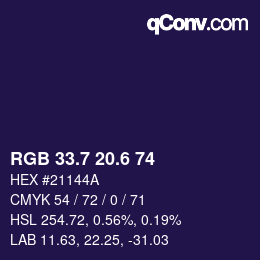 カラーコード: RGB 33.7 20.6 74 | qconv.com