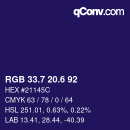 カラーコード: RGB 33.7 20.6 92 | qconv.com