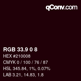 Color code: RGB 33.9 0 8 | qconv.com