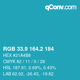 Color code: RGB 33.9 164.2 184 | qconv.com