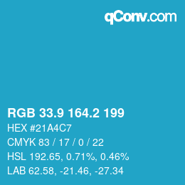 Color code: RGB 33.9 164.2 199 | qconv.com
