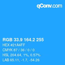 Color code: RGB 33.9 164.2 255 | qconv.com