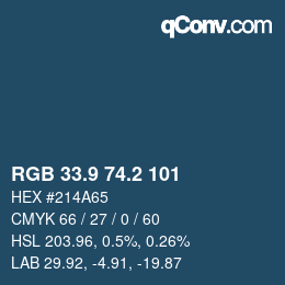 カラーコード: RGB 33.9 74.2 101 | qconv.com
