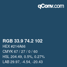 Color code: RGB 33.9 74.2 102 | qconv.com