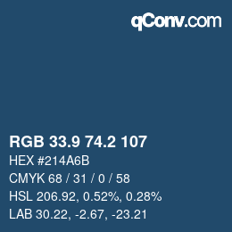 カラーコード: RGB 33.9 74.2 107 | qconv.com