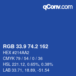 カラーコード: RGB 33.9 74.2 162 | qconv.com