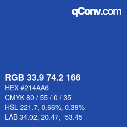 Color code: RGB 33.9 74.2 166 | qconv.com