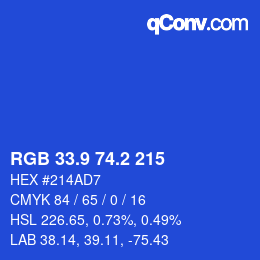 カラーコード: RGB 33.9 74.2 215 | qconv.com