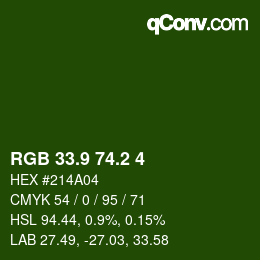 カラーコード: RGB 33.9 74.2 4 | qconv.com