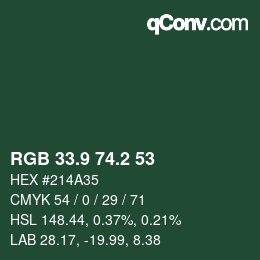 Color code: RGB 33.9 74.2 53 | qconv.com