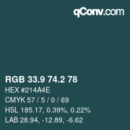 Color code: RGB 33.9 74.2 78 | qconv.com