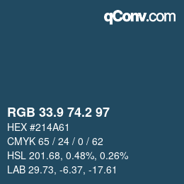 Color code: RGB 33.9 74.2 97 | qconv.com