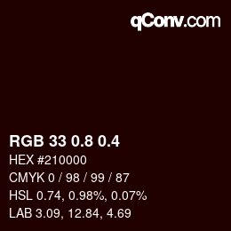カラーコード: RGB 33 0.8 0.4 | qconv.com